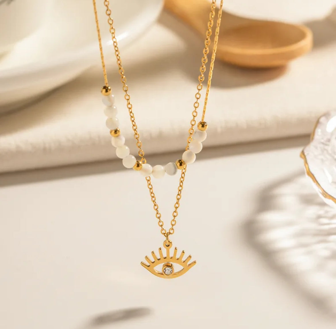 Stainless Steel Layering Eye Necklace