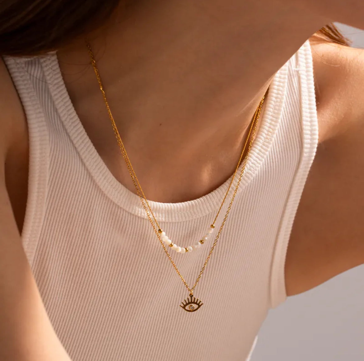 Stainless Steel Layering Eye Necklace