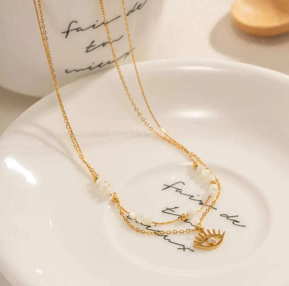 Stainless Steel Layering Eye Necklace