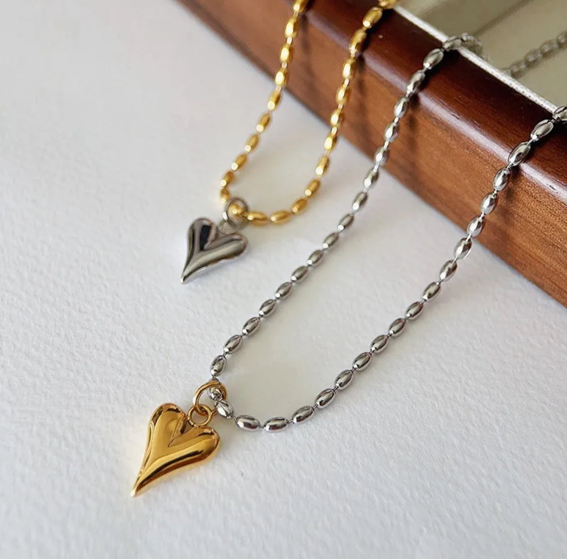 Stainless Steel Gold Plated Heart Necklace