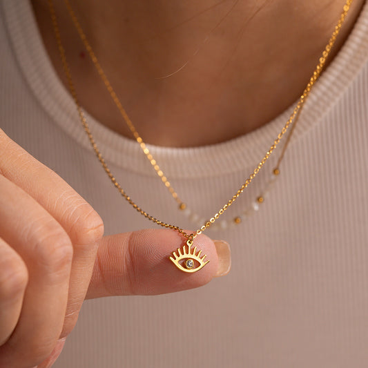 Stainless Steel Layering Eye Necklace