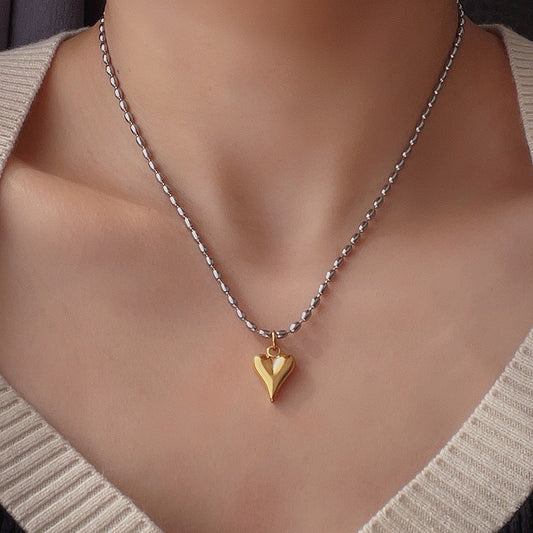 Stainless Steel Gold Plated Heart Necklace