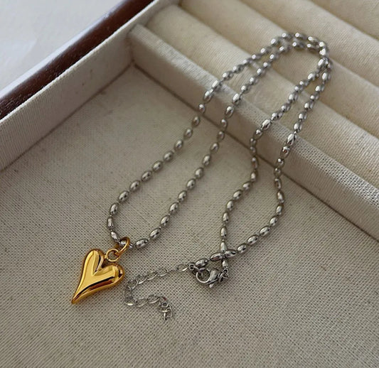 Stainless Steel Gold Plated Heart Necklace