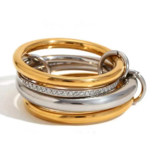 Silver & Gold Plated Stainless Steel Ring
